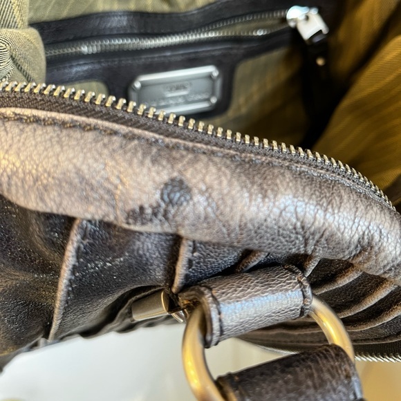 Tulah Ray Gray Distressed Leather Split Zip Satchel GUC - Picture 13 of 13